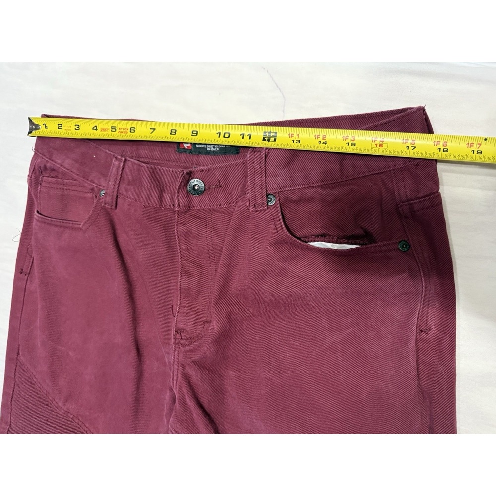 Vintage SouthPole Maroon Denim Moto Pants Quilted Ribbed 36x34 Mens - Picture 5 of 11
